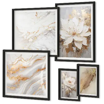 Elegant floral compositions wall art set of 5 pieces