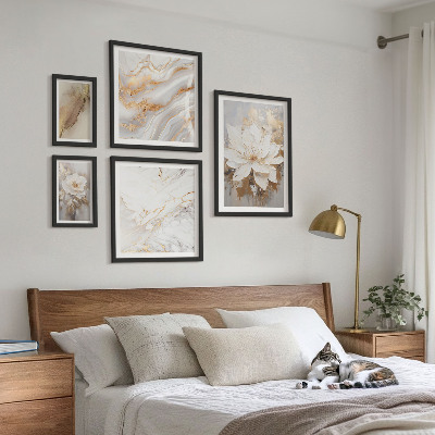 Set of 5 wall art pieces Elegant floral compositions