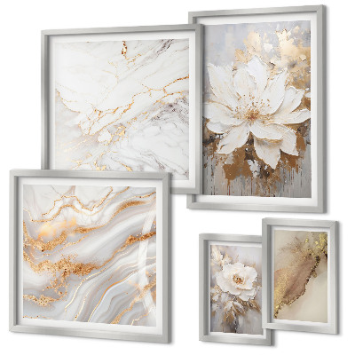 Set of 5 wall art pieces Elegant floral compositions