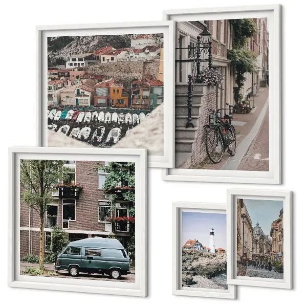 Charming bicycle streets framed photo set