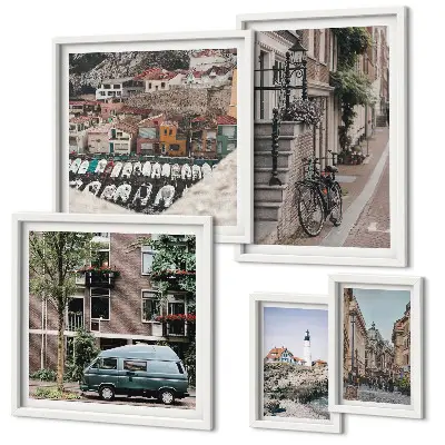 Charming bicycle streets framed photo set
