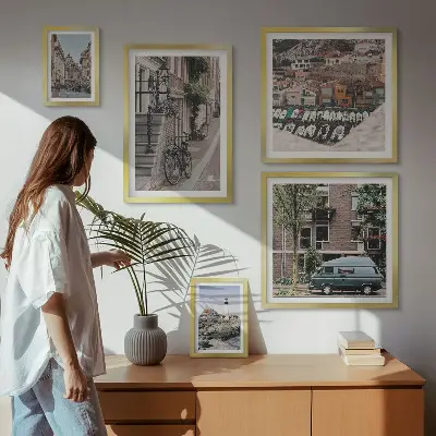 Charming bicycle streets framed photo set
