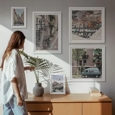 Charming bicycle streets framed photo set