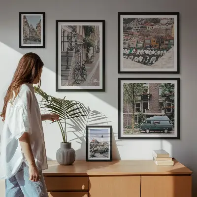 Charming bicycle streets framed photo set