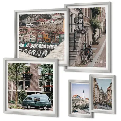 Charming bicycle streets framed photo set