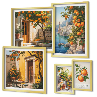 Set of 5 wall art pieces Atmospheric fruit views