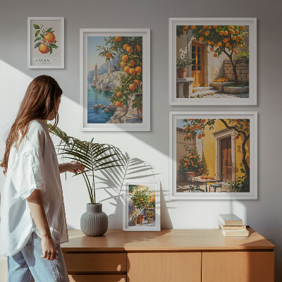 Set of 5 wall art pieces Atmospheric fruit views