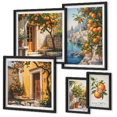 Set of 5 wall art pieces Atmospheric fruit views