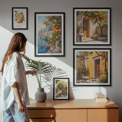Set of 5 wall art pieces Atmospheric fruit views