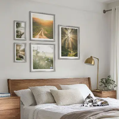 Gallery wall forest landscapes with sun and water