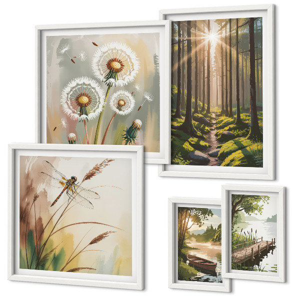 Framed photo set Forest landscapes nature peace