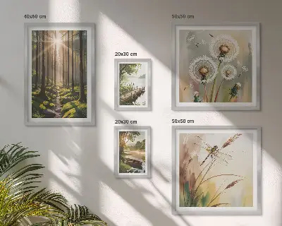 Framed photo set nature-inspired forest landscape prints