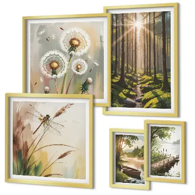 Framed photo set nature-inspired forest landscape prints