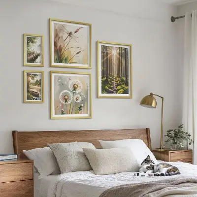 Framed photo set nature-inspired forest landscape prints