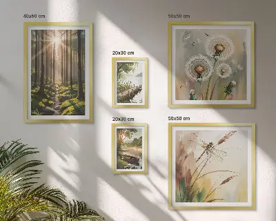 Framed photo set nature-inspired forest landscape prints