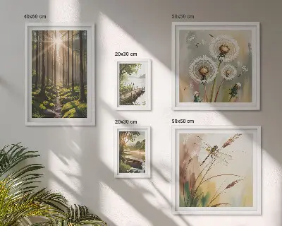 Framed photo set nature-inspired forest landscape prints