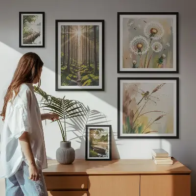 Framed photo set nature-inspired forest landscape prints