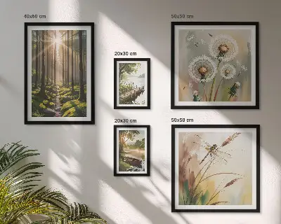 Framed photo set nature-inspired forest landscape prints