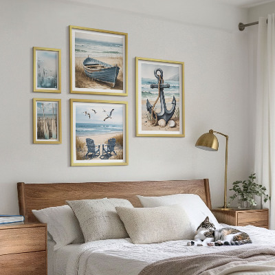Set of 5 wall art pieces Seaside style inspirations sea beach