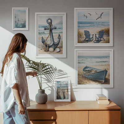 Set of 5 wall art pieces Seaside style inspirations sea beach