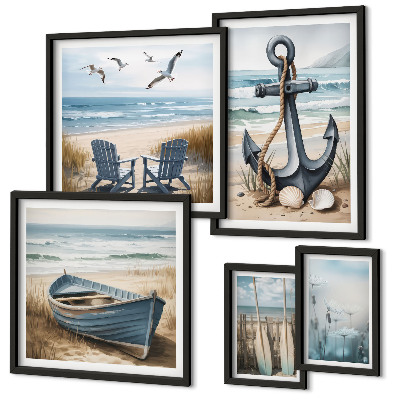 Set of 5 wall art pieces Seaside style inspirations sea beach