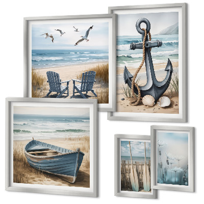 Set of 5 wall art pieces Seaside style inspirations sea beach