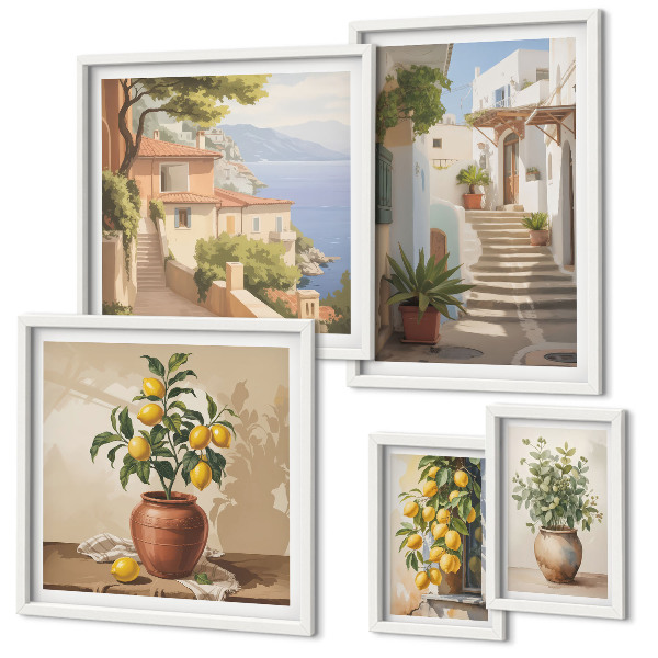 Set of 5 wall art pieces Stylish interior street plants