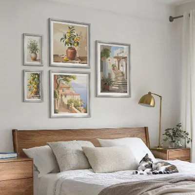 Set of 5 wall art pieces stylish interior street plant designs