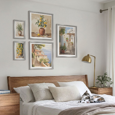 Set of 5 wall art pieces Stylish interior street plants