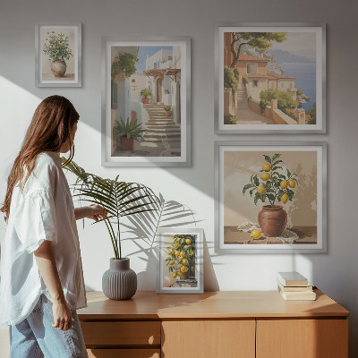 Set of 5 wall art pieces Stylish interior street plants