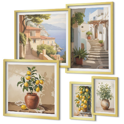 Set of 5 wall art pieces Stylish interior street plants