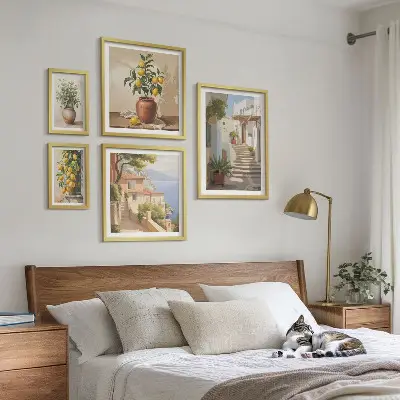 Set of 5 wall art pieces stylish interior street plant designs