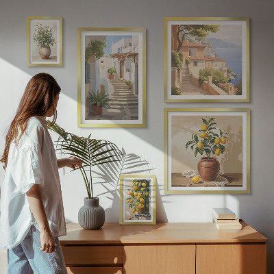 Set of 5 wall art pieces Stylish interior street plants