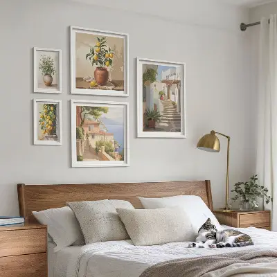 Set of 5 wall art pieces stylish interior street plant designs