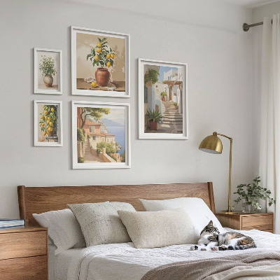 Set of 5 wall art pieces Stylish interior street plants
