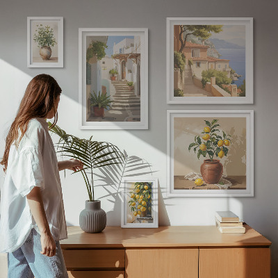 Set of 5 wall art pieces Stylish interior street plants