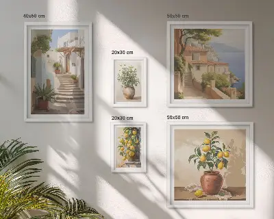 Set of 5 wall art pieces stylish interior street plant designs