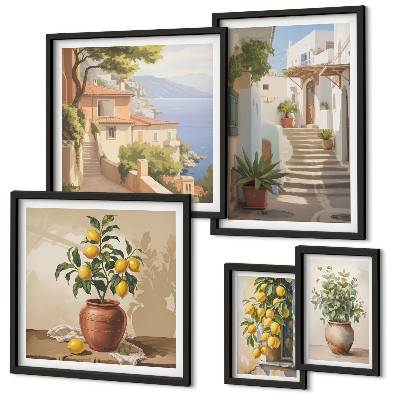 Set of 5 wall art pieces Stylish interior street plants
