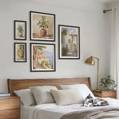 Set of 5 wall art pieces stylish interior street plant designs