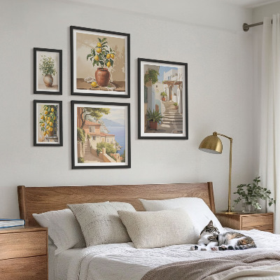 Set of 5 wall art pieces Stylish interior street plants