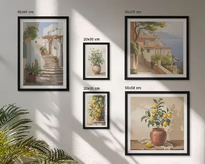 Set of 5 wall art pieces stylish interior street plant designs