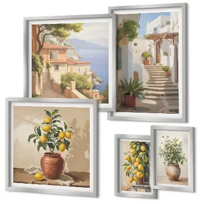 Set of 5 wall art pieces stylish interior street plant designs