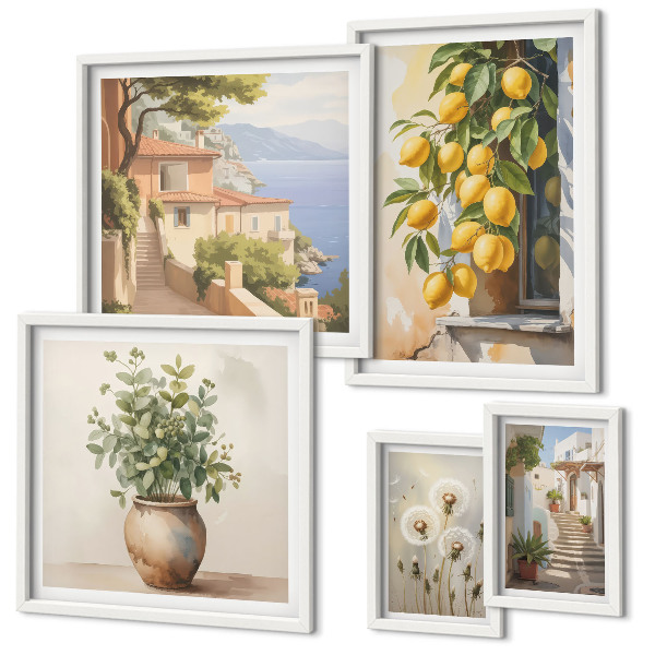 Gallery wall Citrus accents Mediterranean style
