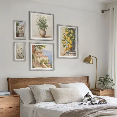 Gallery wall art set Mediterranean citrus accents style