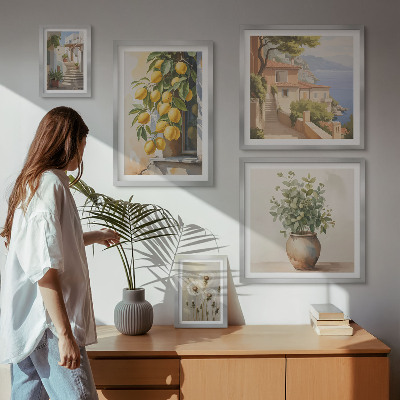 Gallery wall Citrus accents Mediterranean style