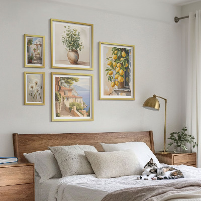 Gallery wall Citrus accents Mediterranean style
