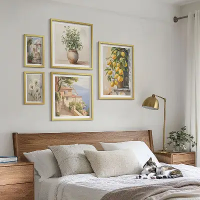 Gallery wall art set Mediterranean citrus accents style