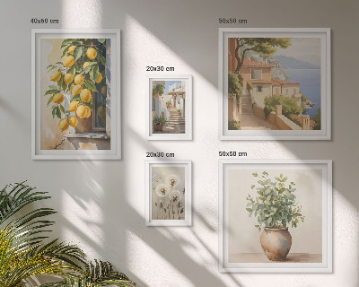 Gallery wall Citrus accents Mediterranean style