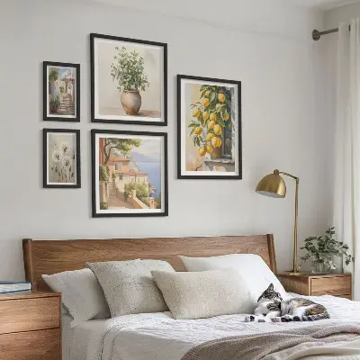 Gallery wall art set Mediterranean citrus accents style