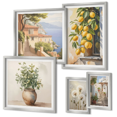 Gallery wall Citrus accents Mediterranean style